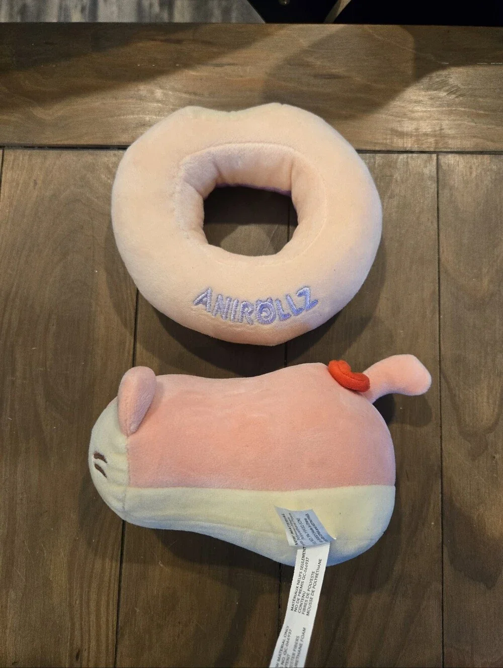 Kawaii Anirollz Cat And Donut Plush Set Pink Purple Cream